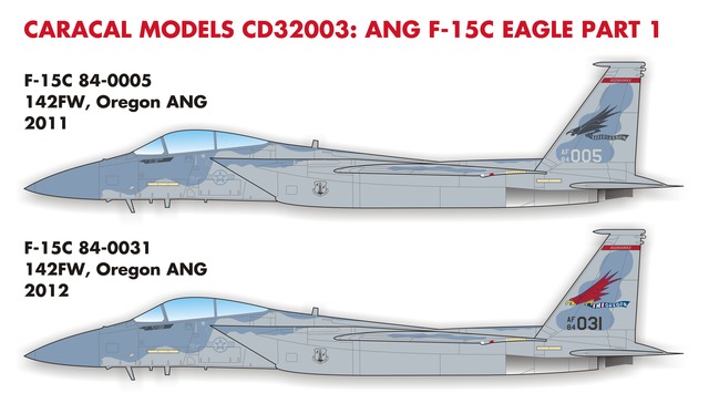 Euro Decals Transferts Mcdonnell Douglas F-15C Oregon Ang Spécial ED-72122 